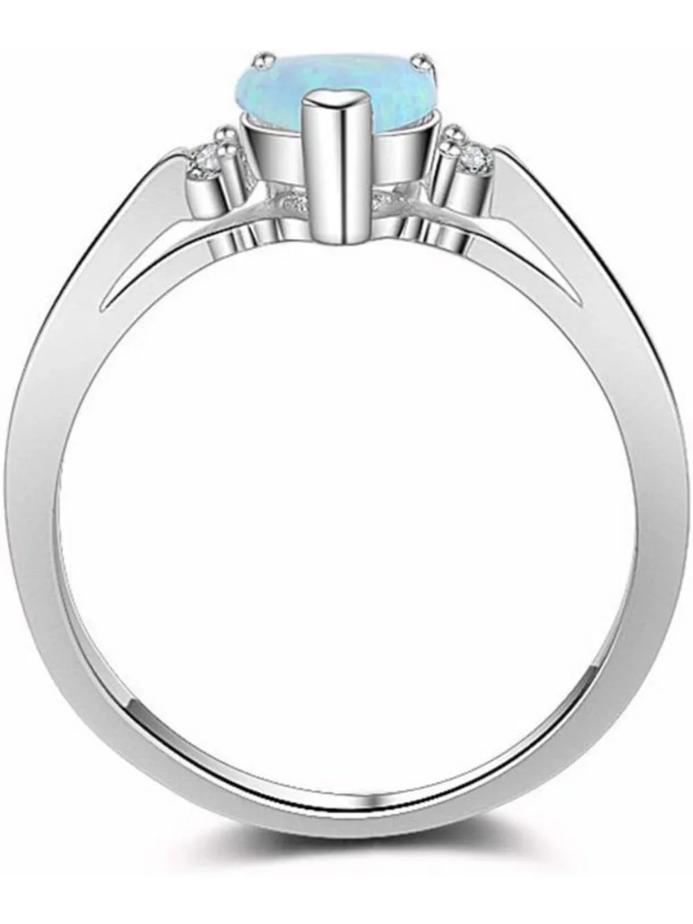 925 Sterling Silver Heart White Opal Engagement Promise Ring - Elegant Gift